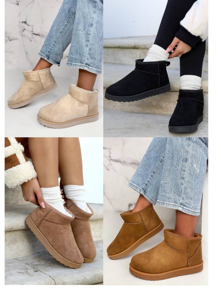 No Doubt Shoes – Großhandel Stiefeletten – Damen – DAMEN-ULTRA-MINI-STIEFELETTEN AUS KUNSTWILDLEDER MIT NIEDRIGER PLATTFORM1