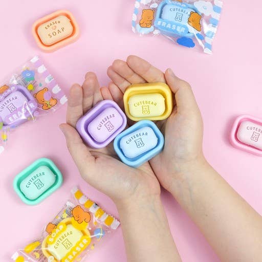 K-Wonderland – wholesale Eraser – CUTE BEAR Soap Eraser - School writing  Desk Essencials7