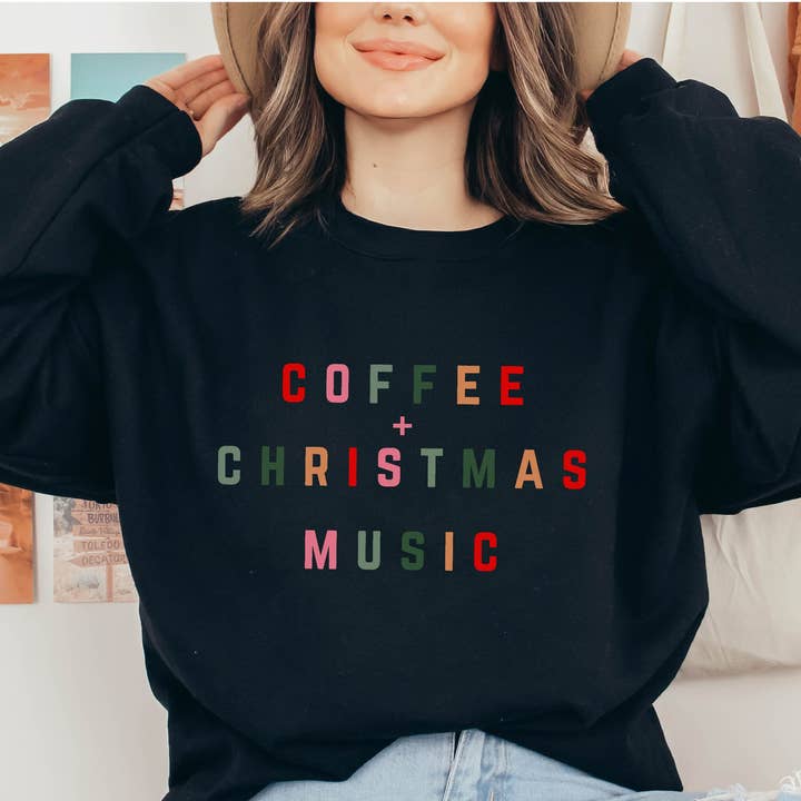 P E T I T R U E - Wholesale Graphic Sweatshirt - Women's - Christmas Movies + Coffee Christmas Sweater6