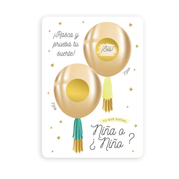 Wild Confetti - Vente Cartes bébé - Cartes à gratter révélation du sexe du bébé (jeu de 5 pièces)