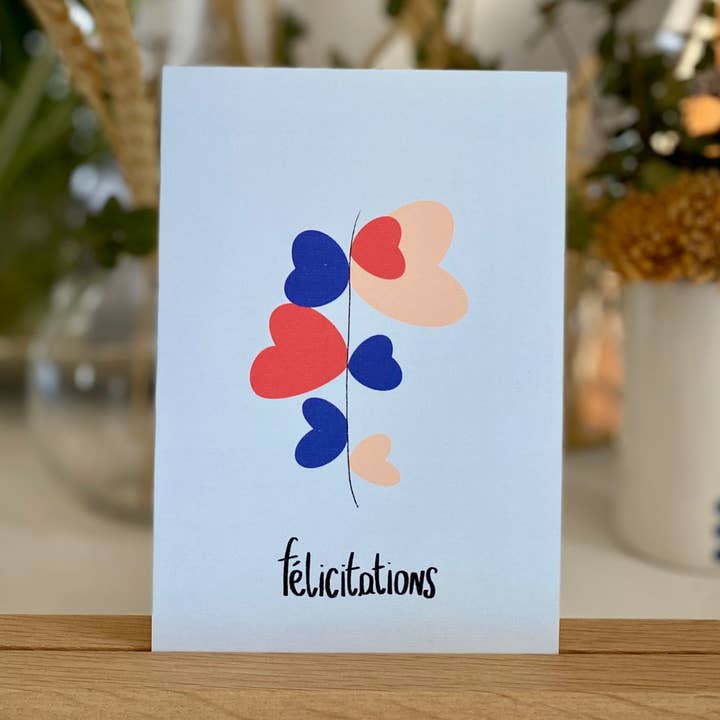 Tarjeta de felicitaciones «corazones azules» para venta al por mayor de MAISON mapa-chali