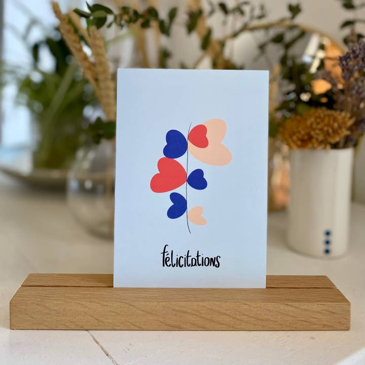 CONGRATULATIONS card “blue hearts” for wholesale by MAISON mapa-chali