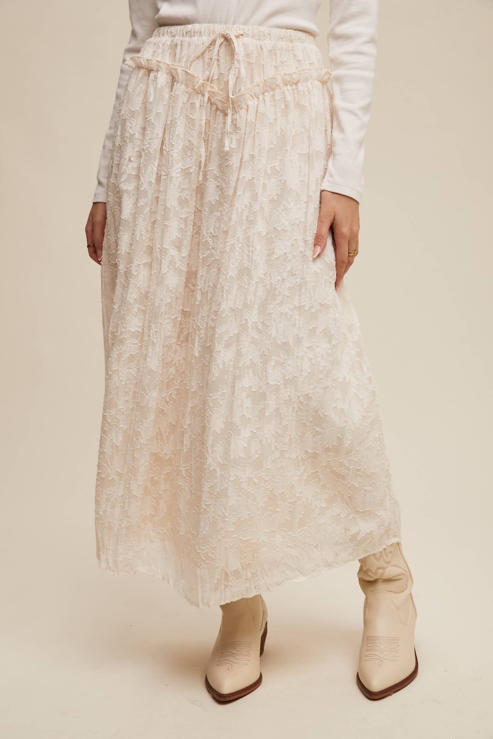 Listicle - Wholesale Skirt - Women's - Floral Textured Maxi Skirt12