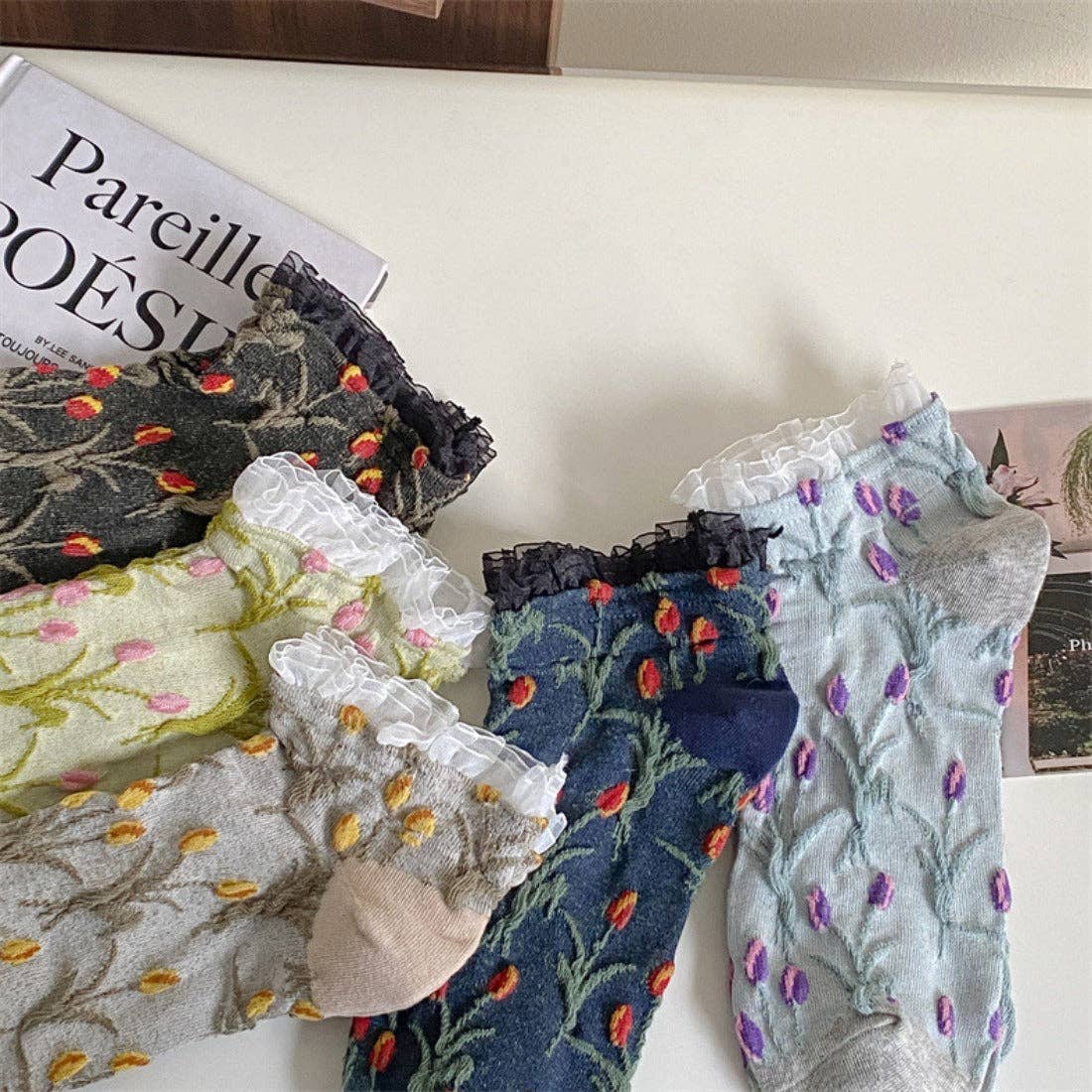 Funkyrel® Atzbranding Limited – wholesale Strumpor - Dam – Rufia - Tulpan Spetskant Ankelstrumpor5