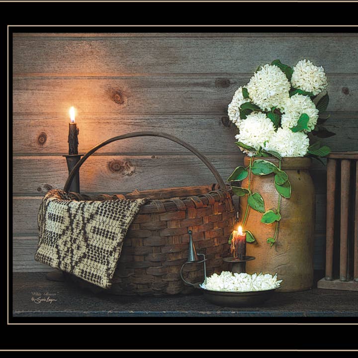 "White Flowers" by Susie Boyer, Ready to Hang Framed Print for wholesale by Trendy Decor 4U