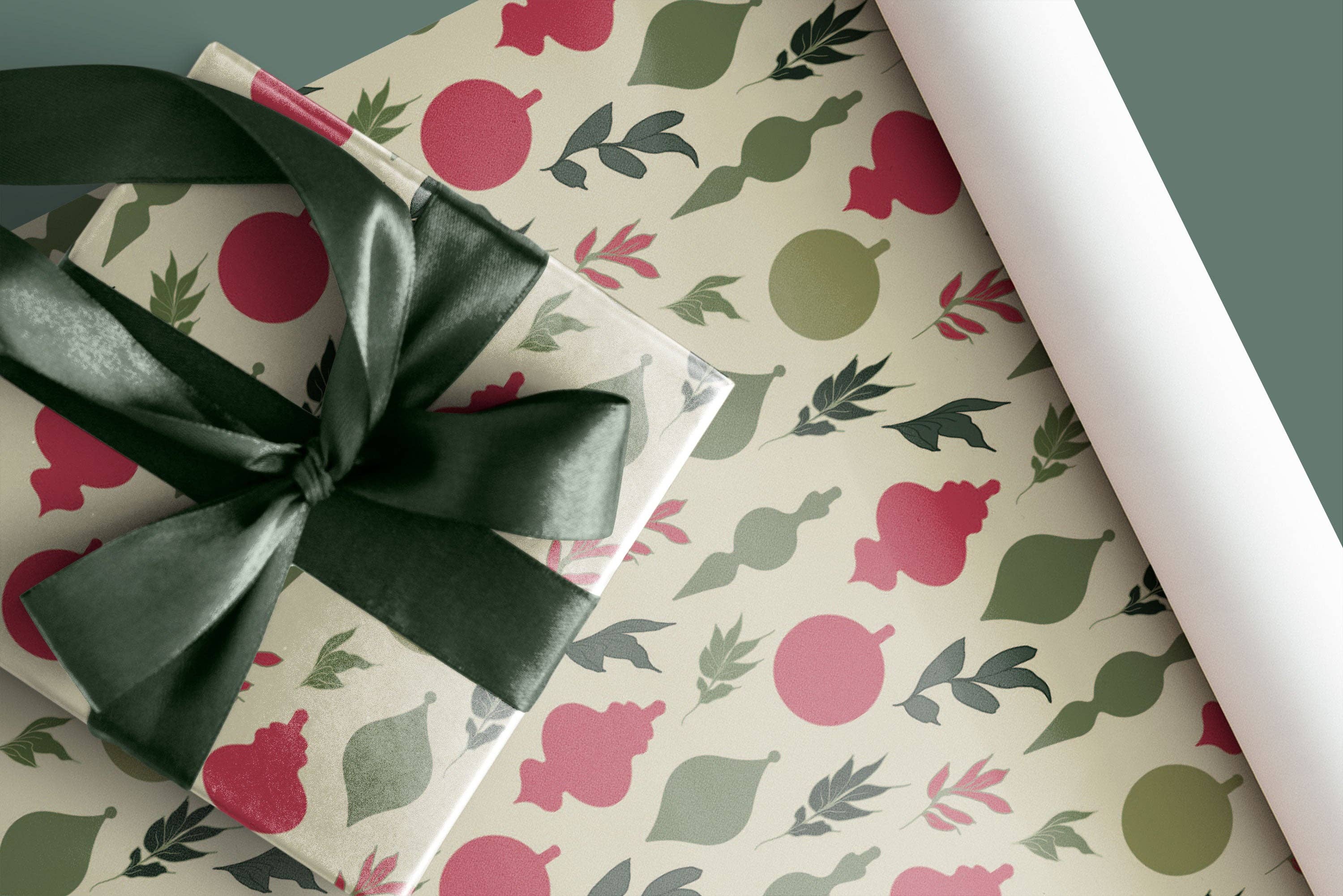 Kartoti Designs - Wholesale Wrapping Paper Roll - Light  Christmas Ornaments Wrapping Paper3