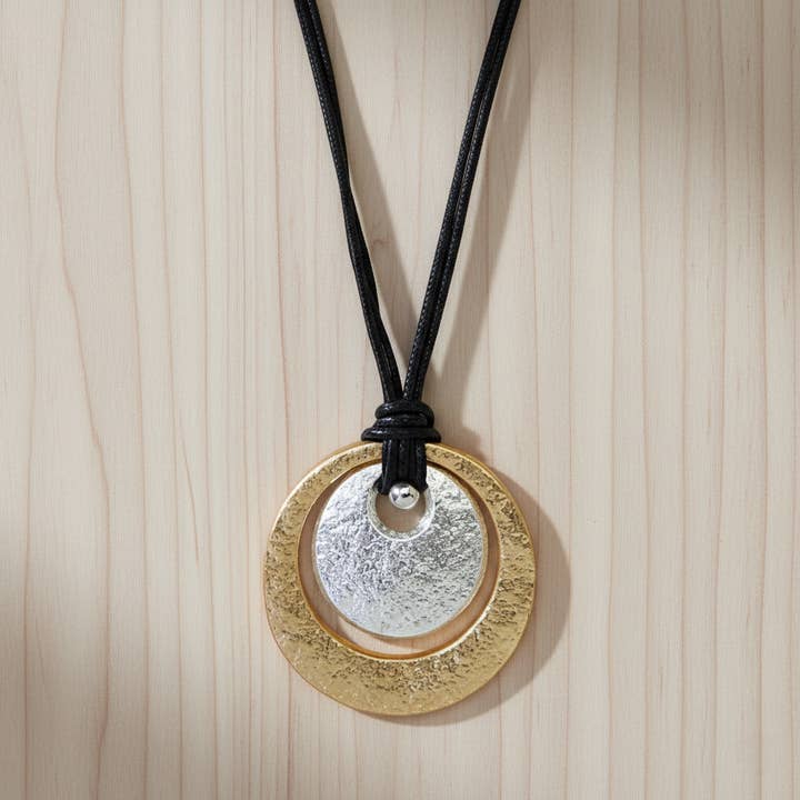 Long Chunky Pendant Cord Necklace | Statement Jewelry | Boho for wholesale by Bijoux Envie Statement Jewelry