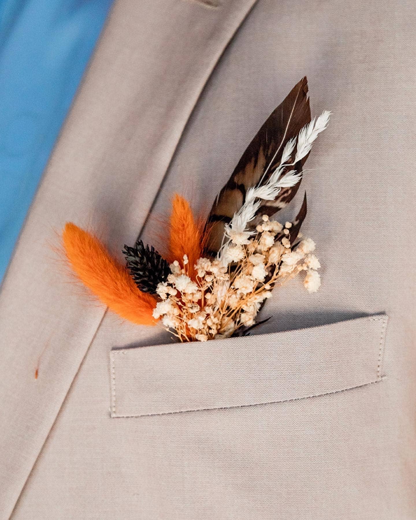Withered Whimsy - Wholesale Dried/Pressed Flowers - Burnt Orange Wedding Boutonniere|"The Phoenix"3