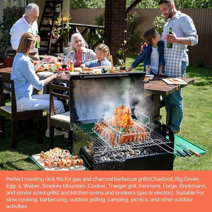 VIGOR - Wholesale Outdoor grill tools - Barbecue BBQ Tools Stainless Steel Chicken Rib Rosting Stand4