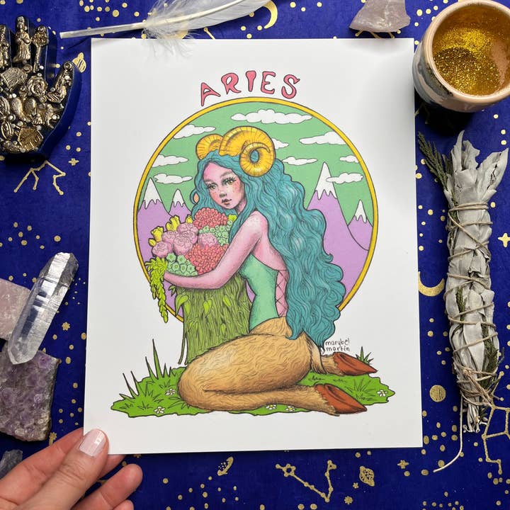 Aries Zodiac 8x10" print by Marybel Martin (Copy) for wholesale by Marybel Martin