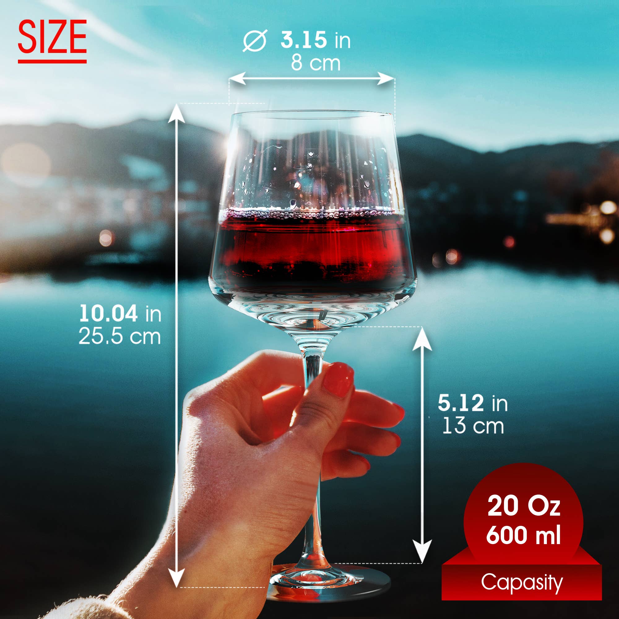 TEALYRA / LUXBE - Wholesale Wine Glass - Luxbe - Red Wine Crystal Glasses Set of 4, 15.3 oz, Small3