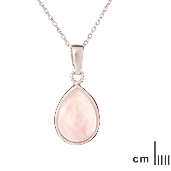 Colgante en forma de gota de cuarzo rosa, plata de ley, altura 1,5+0,8 cm para venta al por mayor de OPALOOK France