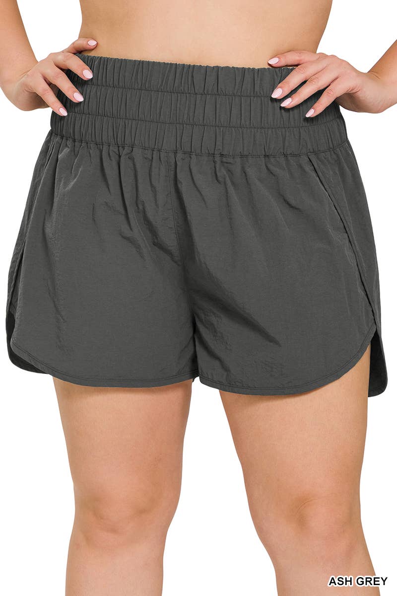 YELLOWGOLD  .._ PLUS SIZE Windbreaker shorts w/ back mesh pocket for wholesale on Faire10