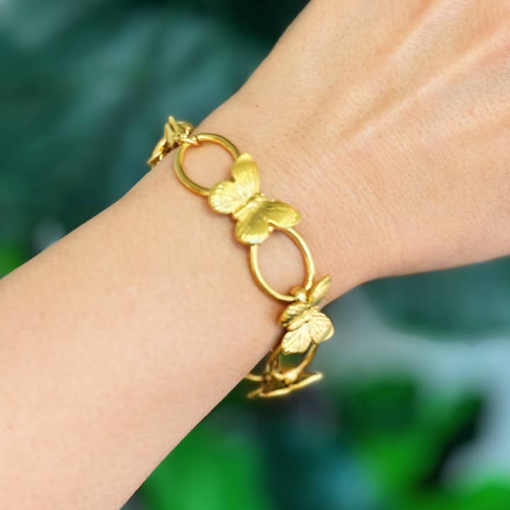 Ellison+Young - Wholesale Link & Chain Bracelet - Vintage Butterfly Linked Bracelet