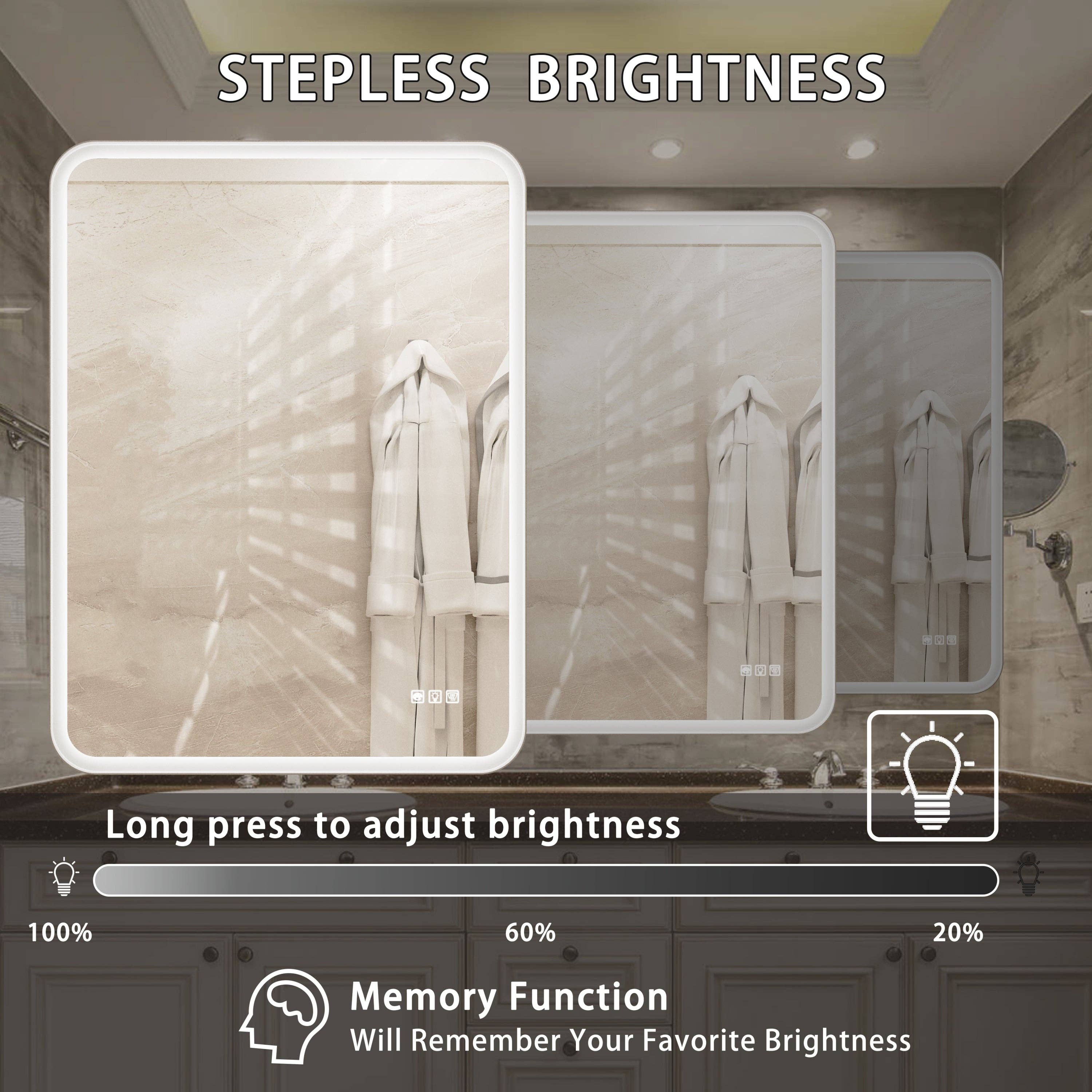 39F Inc. - Wholesale Wall Mirror - 48"X36" Rectangular Dimmable Anti-Fog LED Bathroom Mirror13