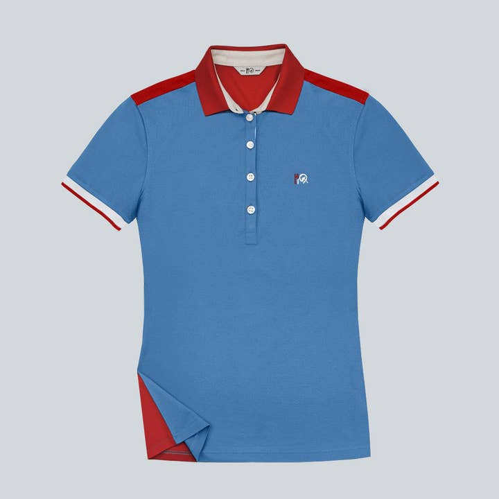 Rebirth D0101 1 H19 Women's two-tone blue and red polo shirt for wholesale by H19