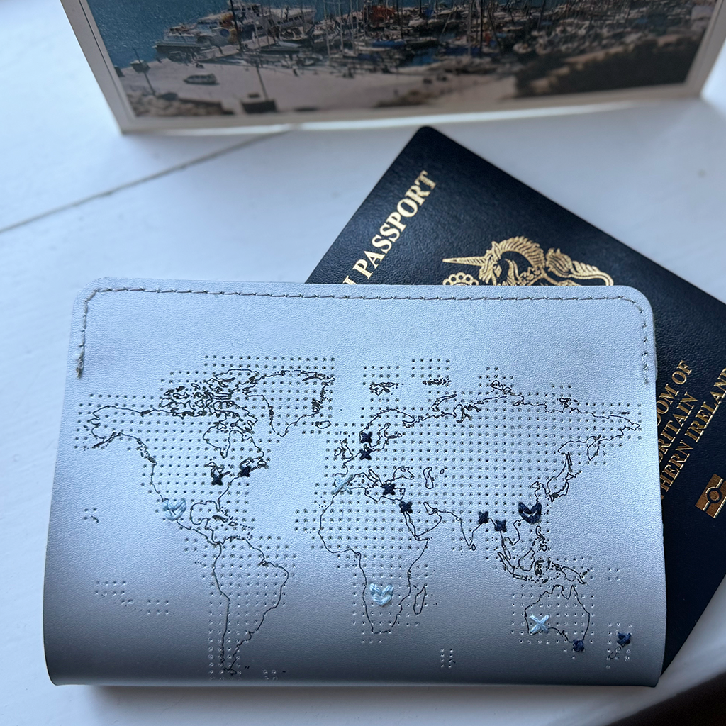 Chasing Threads – wholesale Passport case – women's – Stitch Where You've Been Passport Cover Kit - Vegan Silver3