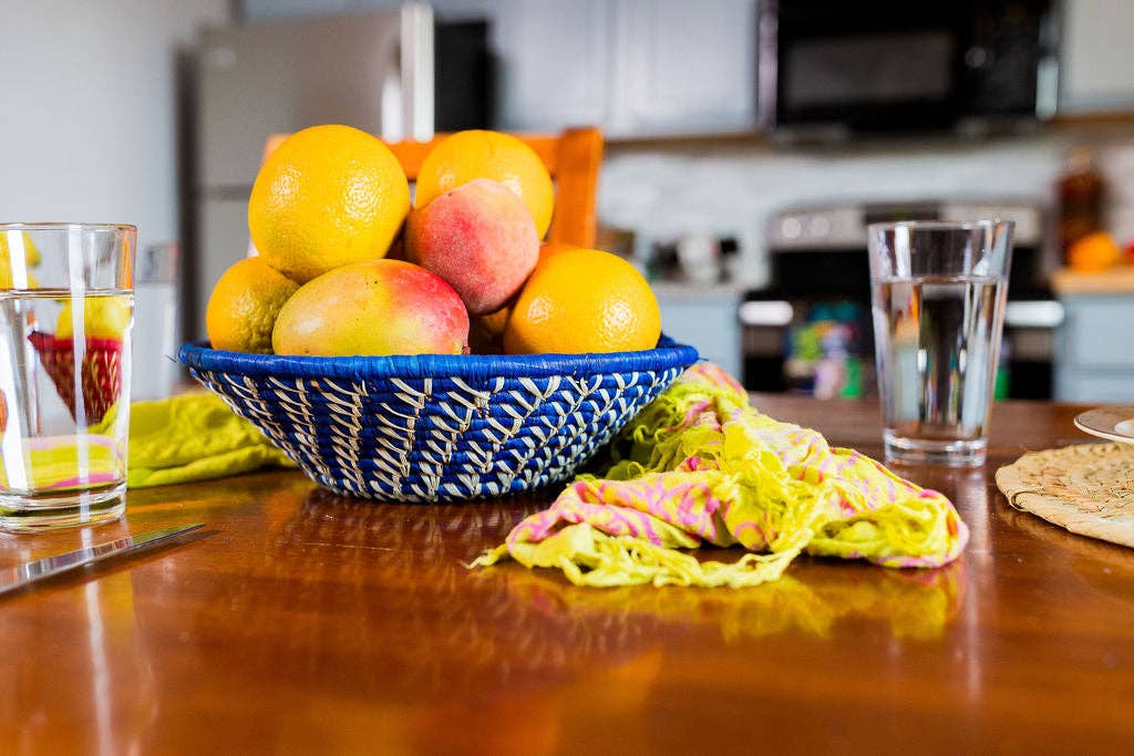 Kongeblå Kongeblå Raffia Frugtkurv for engroshandel på Faire1