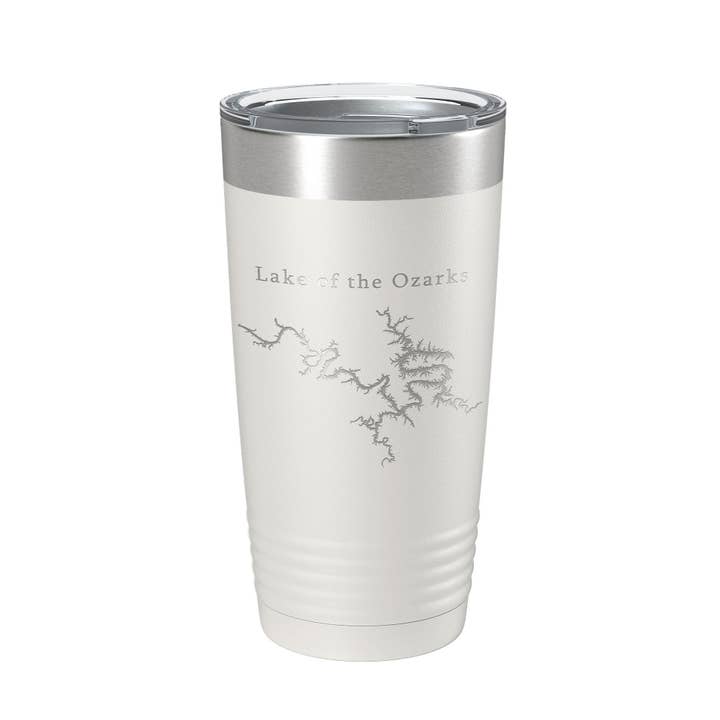 Lake of the Ozarks Map Tumbler Rejsekrus Isoleret lasergraveret kaffekop Missouri 20 oz for engroshandel hos CarveBright