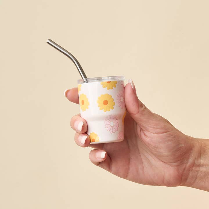 The Darling Effect - Wholesale Insulated Mug/Tumbler - 2 oz Tiny Tumbler-Darling Daisy Peach