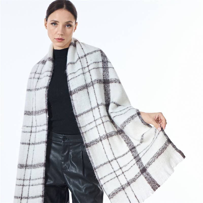 Sweetkama - Wholesale Scarf - Women's - Unisex Color Block Plaid Everyday Scarf SKAS42004