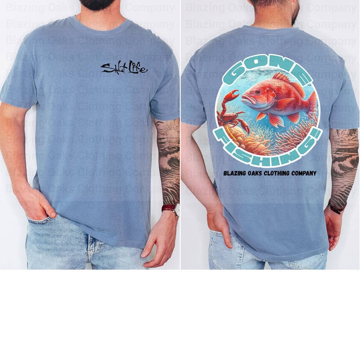 Blazing Oaks Clothing Company - Wholesale T-Shirt (Graphic) - Men's - Gone Fishing Salt Life Short Sleeve Shirt