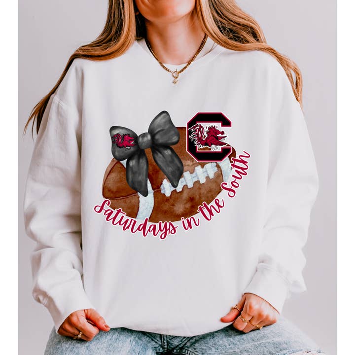 South Carolina Gamecocks Football Coquette Bow Sweatshirt for wholesale by Gia Gifts Boutique