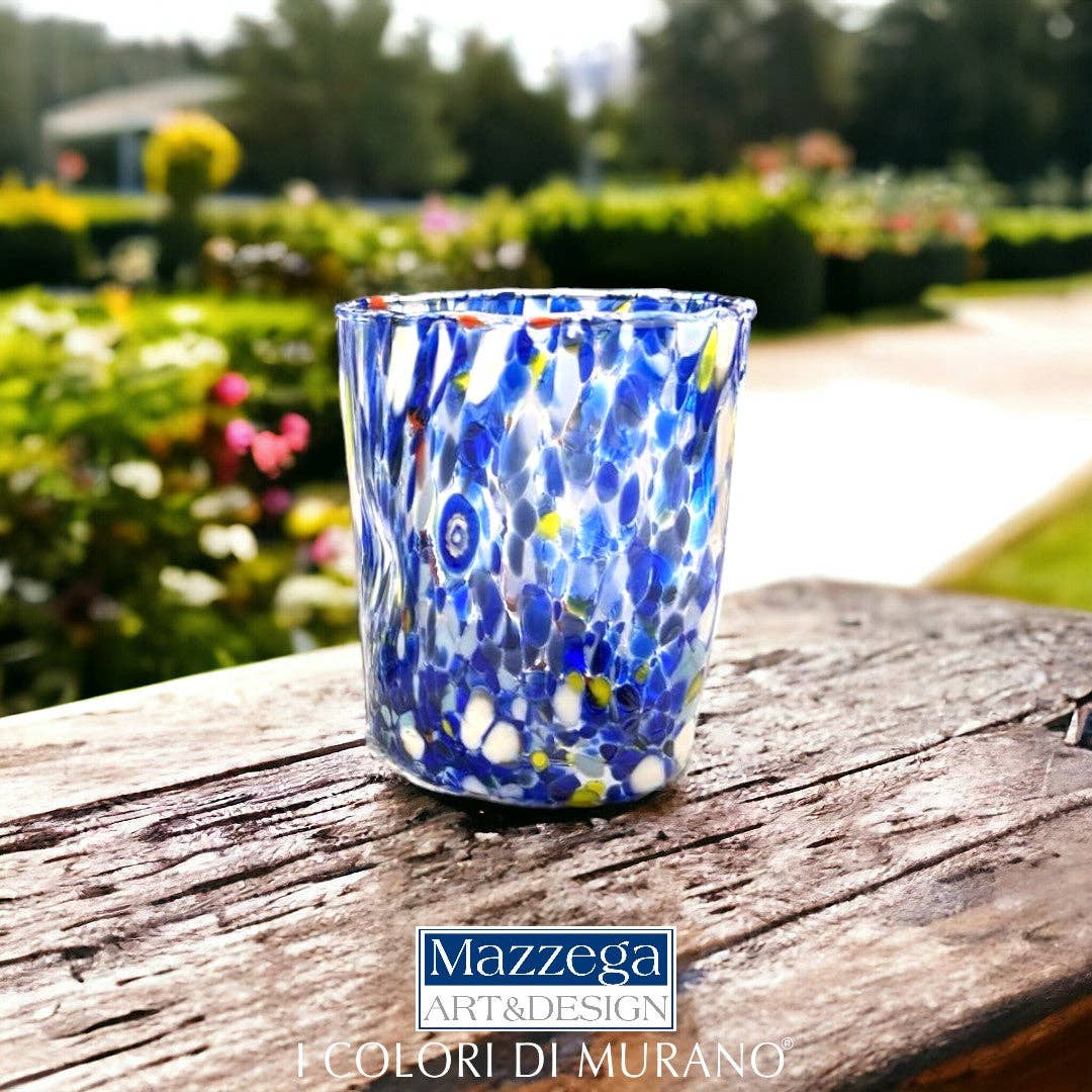 Mazzega Art & Design - Vente Verre/tasse - Verres Gobelets Colombina 350 ml en verre soufflé à la main avec murrine Murano - Les couleurs de Murano14