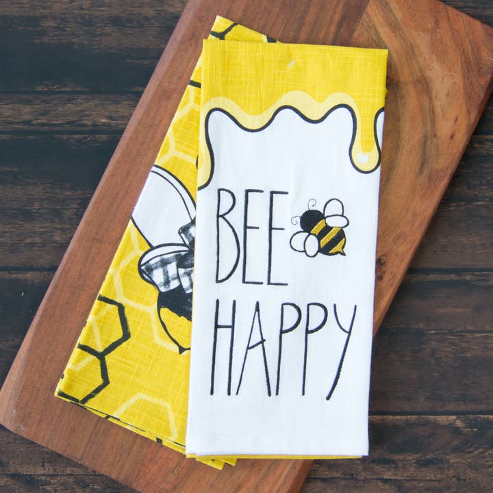 Spring Summer Seasonal Towel Set - Bee Happy for wholesale by Dunroven House