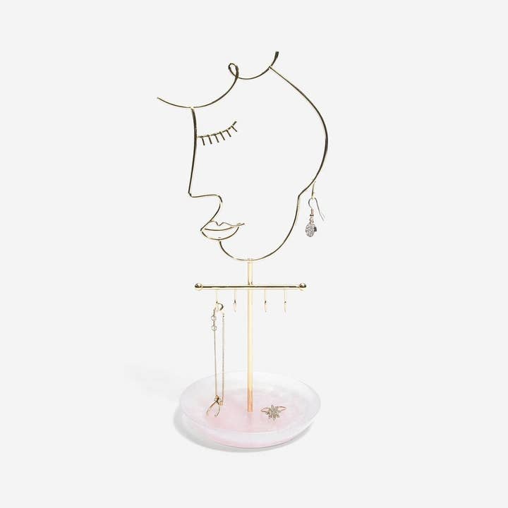 Stackers – wholesale Jewellery stand & display – Rose Quartz 5-Hook Face Jewellery Stand