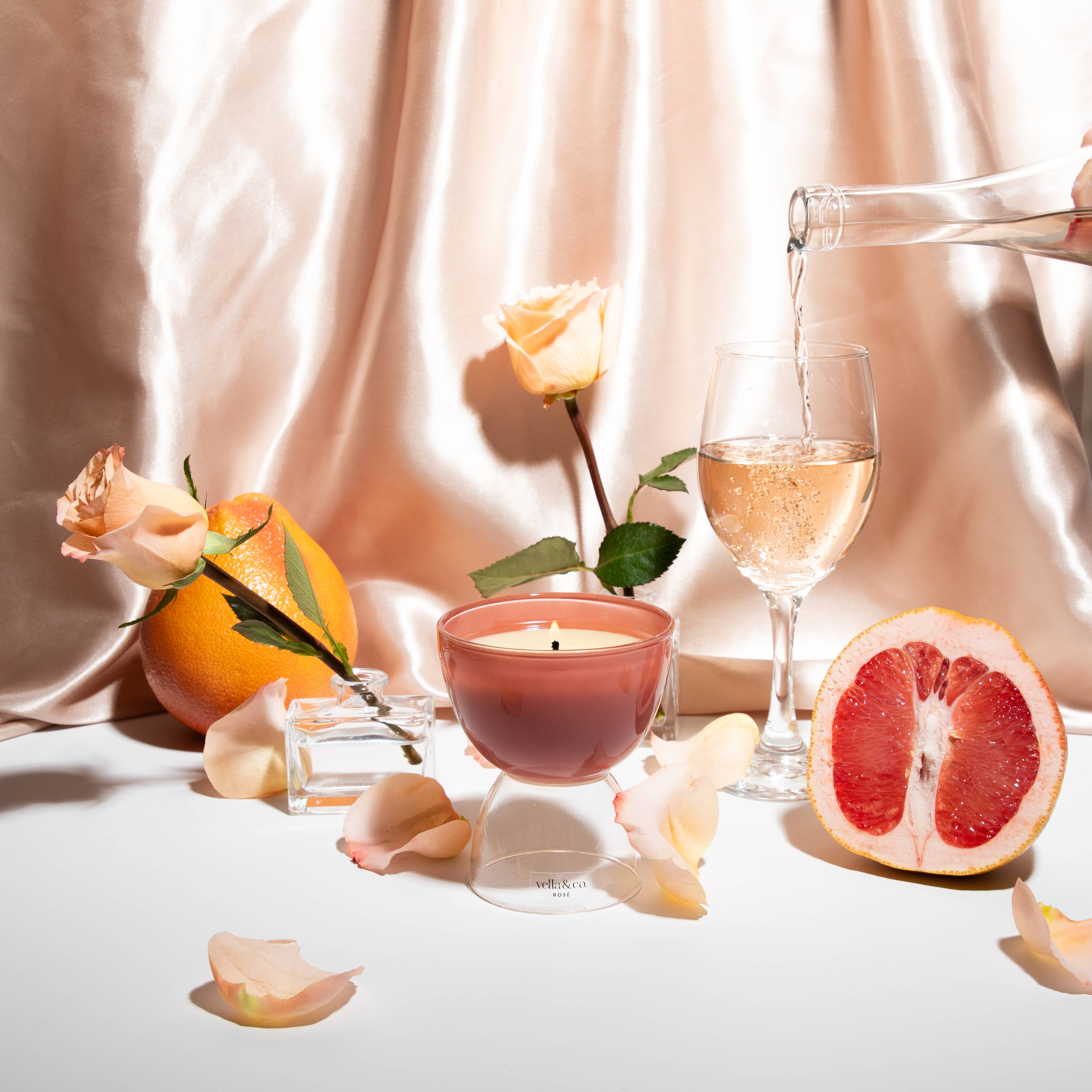 Vella & Co. by Vellabox – wholesale Jar/filled candle – Rosé – 6oz Wine-Inspired Soy Candle in Reusable Glass1