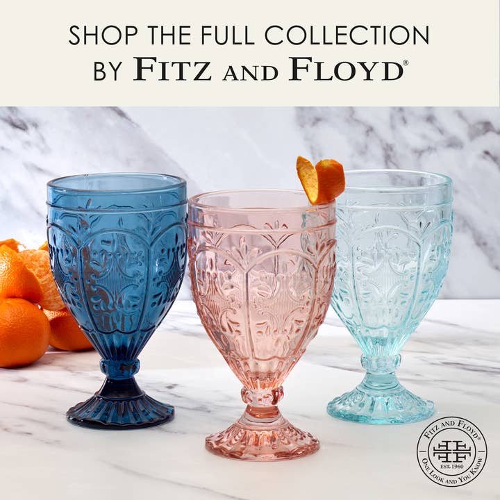 MULTI Fitz & Floyd Trestle Indigo 12OZ Goblet S4 Brown Bx Pkg for wholesale on Faire2