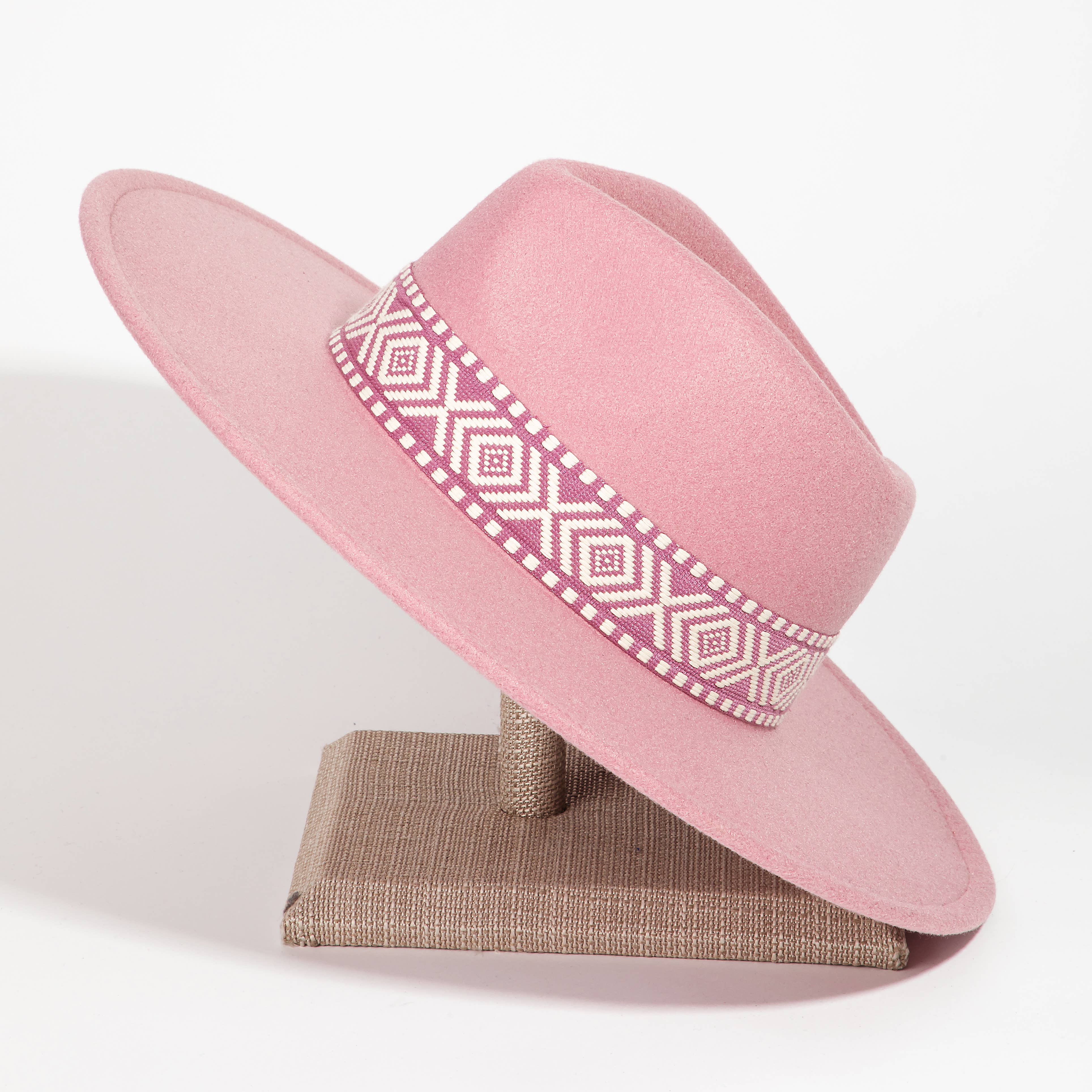 Collections by Fame Accessories - Wholesale Fedora - Women's - Boho Stripe Pattern Fedora Hat12