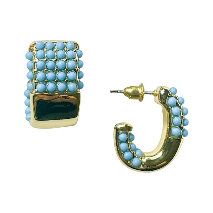 Oval Huggie Earrings - Robins Egg Blue for wholesale by QuayL Designs