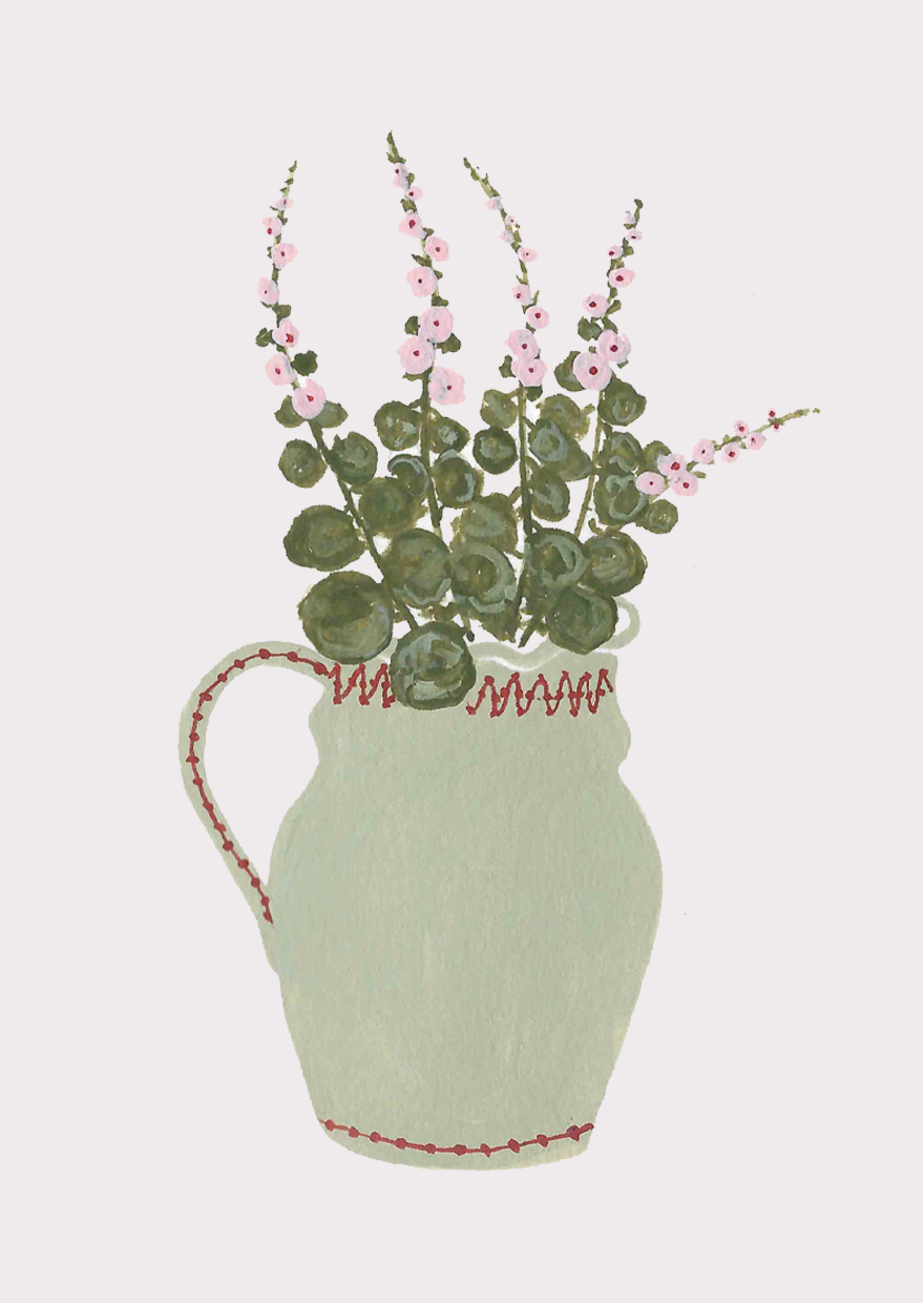 Harriet Watson - Wholesale Everyday Greeting Card - Hollyhocks mini card2