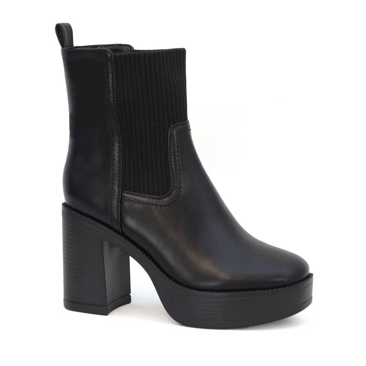 Yoki Fashion - Wholesale Booties - Women's - Women's Chunky YALE-10 Heel Short Bootie with stretch