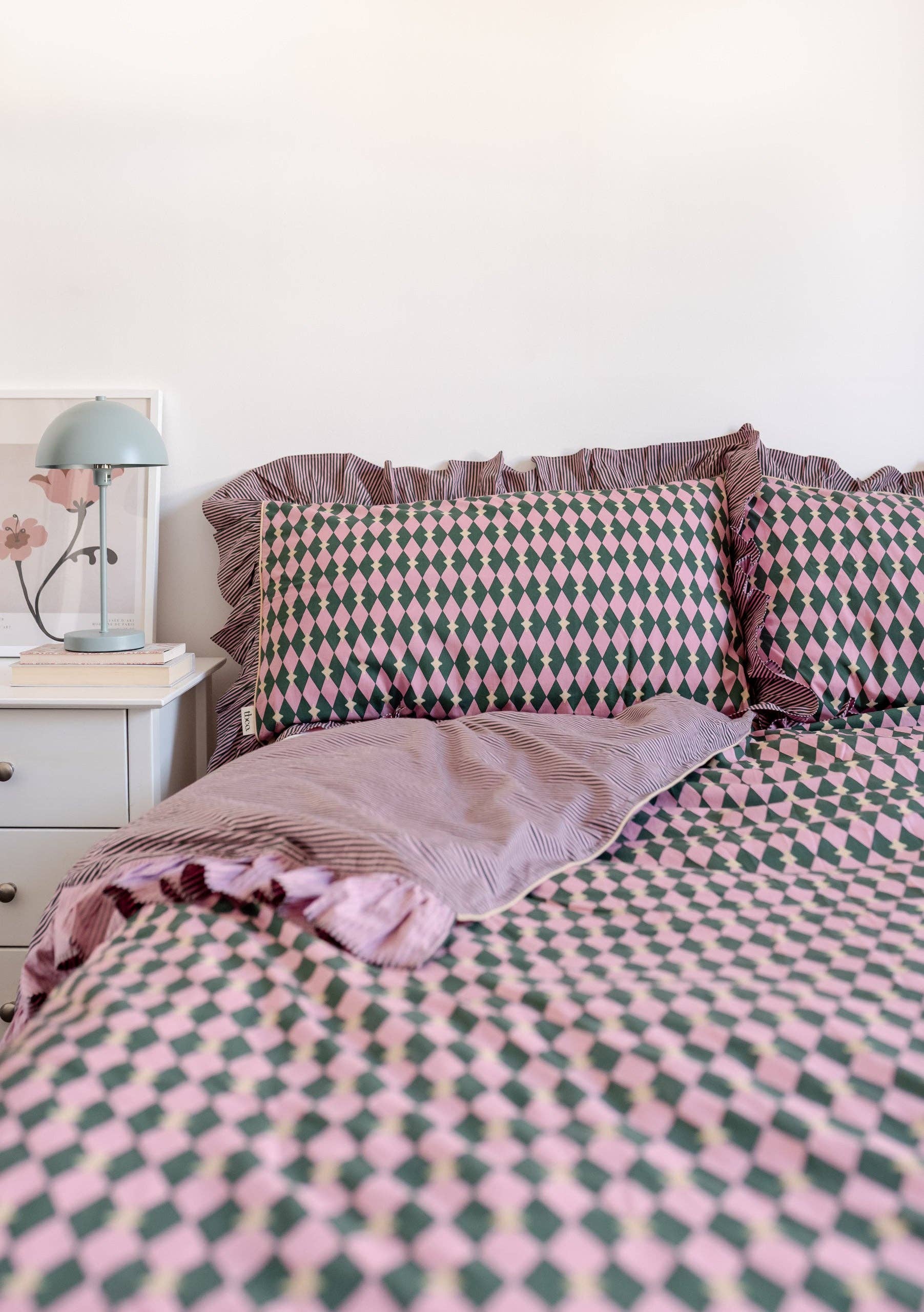 TBCo – wholesale Påslakan – Påslakan i bomull i rosa harlekinmönster1