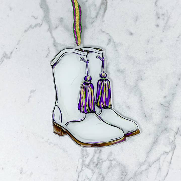 Home Malone - Wholesale Ornament - Majorette Marching Boots Mardi Gras Ornament - New Orleans