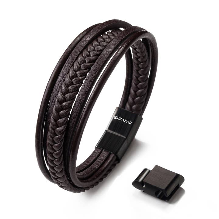 SERASAR, "Braid" leather bracelet for men for wholesale by SERASAR