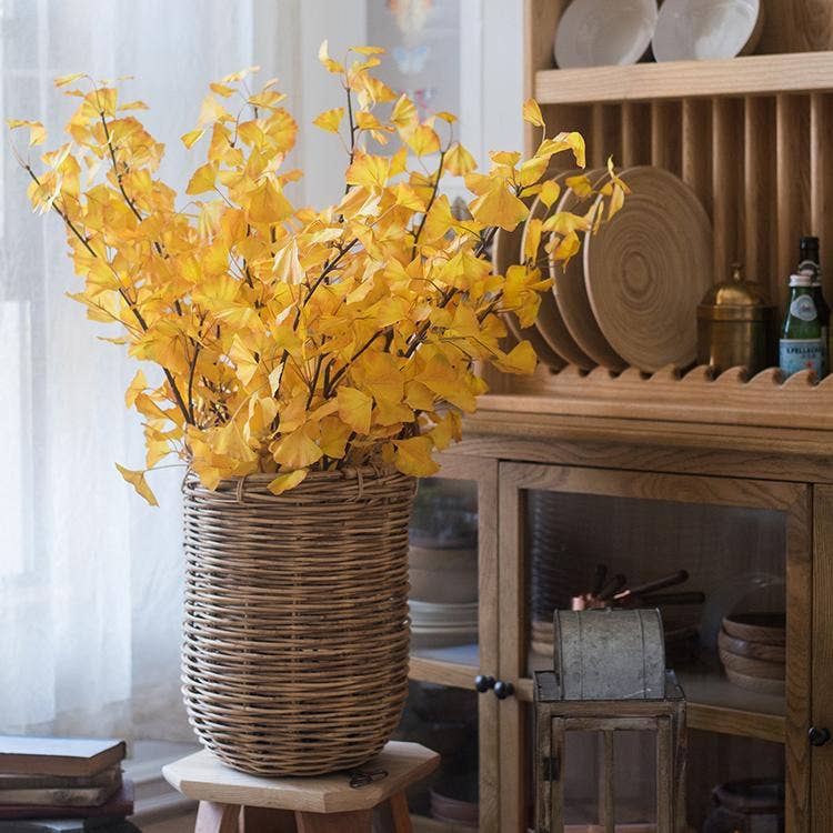 Rustic Reach - Vente Plantes artificielles - Tige de feuille de ginkgo artificielle jaune de 37 pouces de haut5