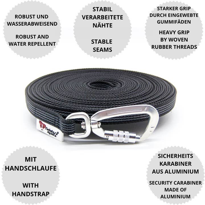 Twinkys Dog Style - Wholesale Pet Leash - Dog - Towline rubberized safety carab. 15mm orange/black5