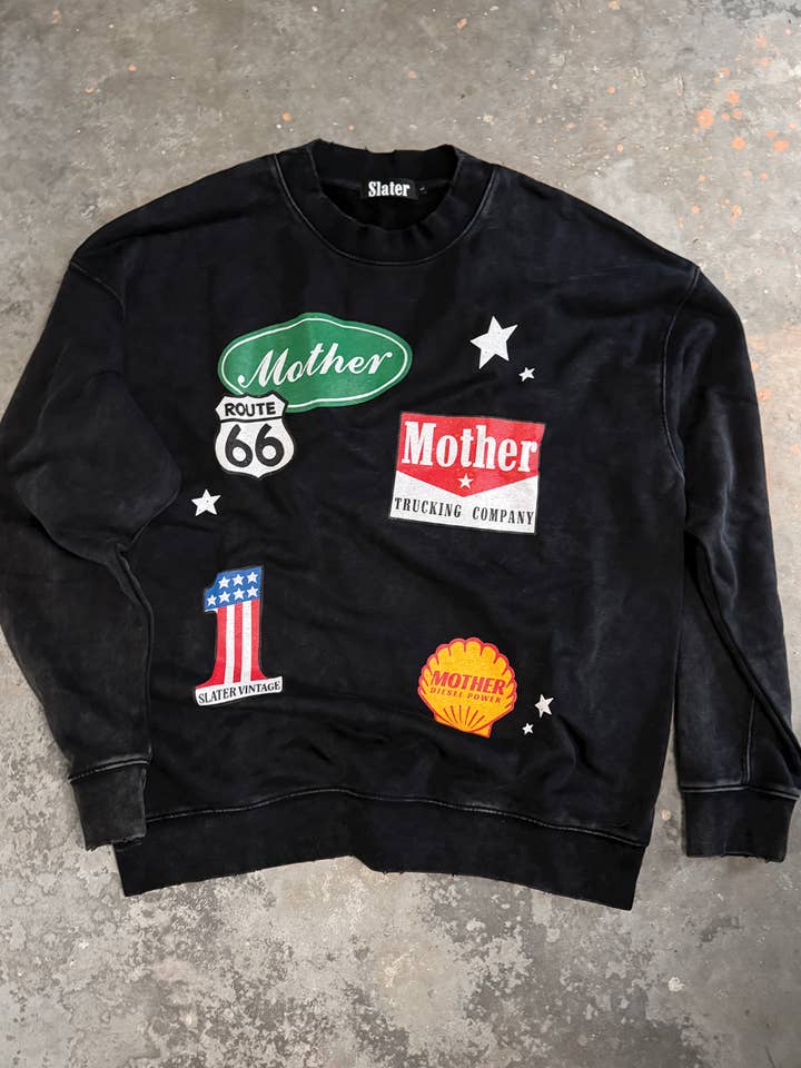 All American Mother Oversized Acid Wash Crewneck Sweatshirt for engroshandel hos SLATER VINTAGE