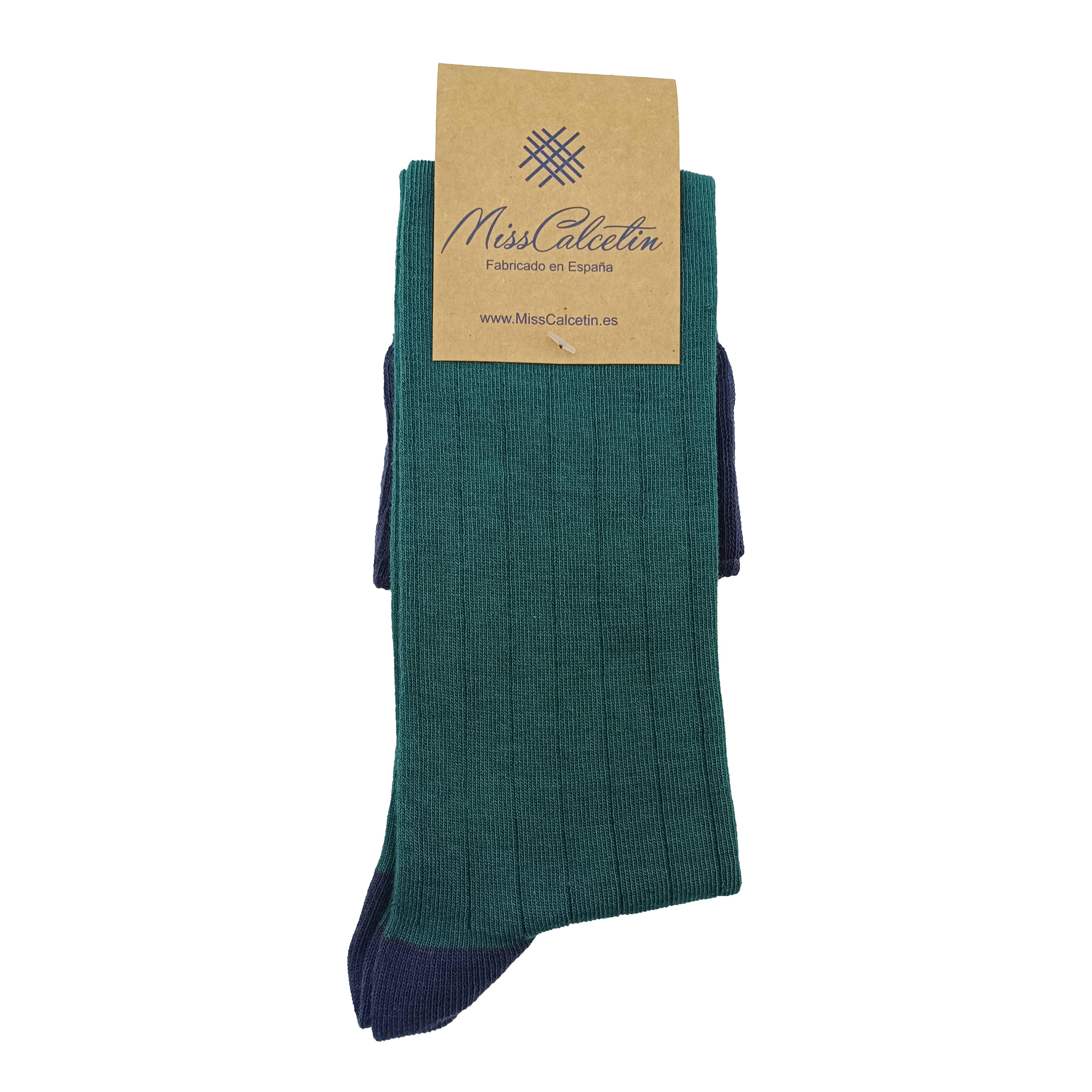 Evergreen Marino MissCalcetin Canalé Ribbed Evergreen-Marino for wholesale on Faire