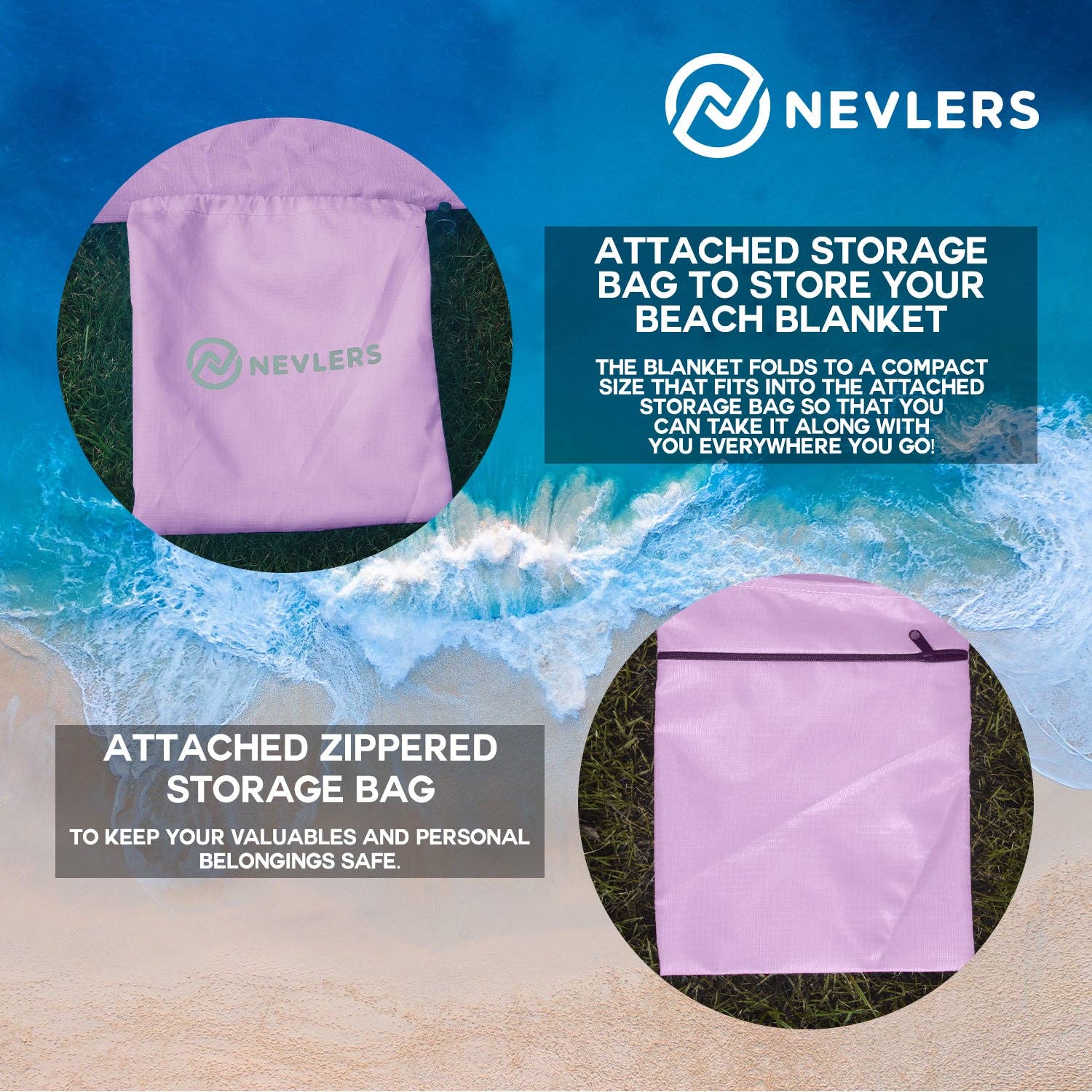 Nevlers - Wholesale Picnic Blanket - Nevlers Sand Free X-Large Beach & Picnic Blanket 10'x10'5