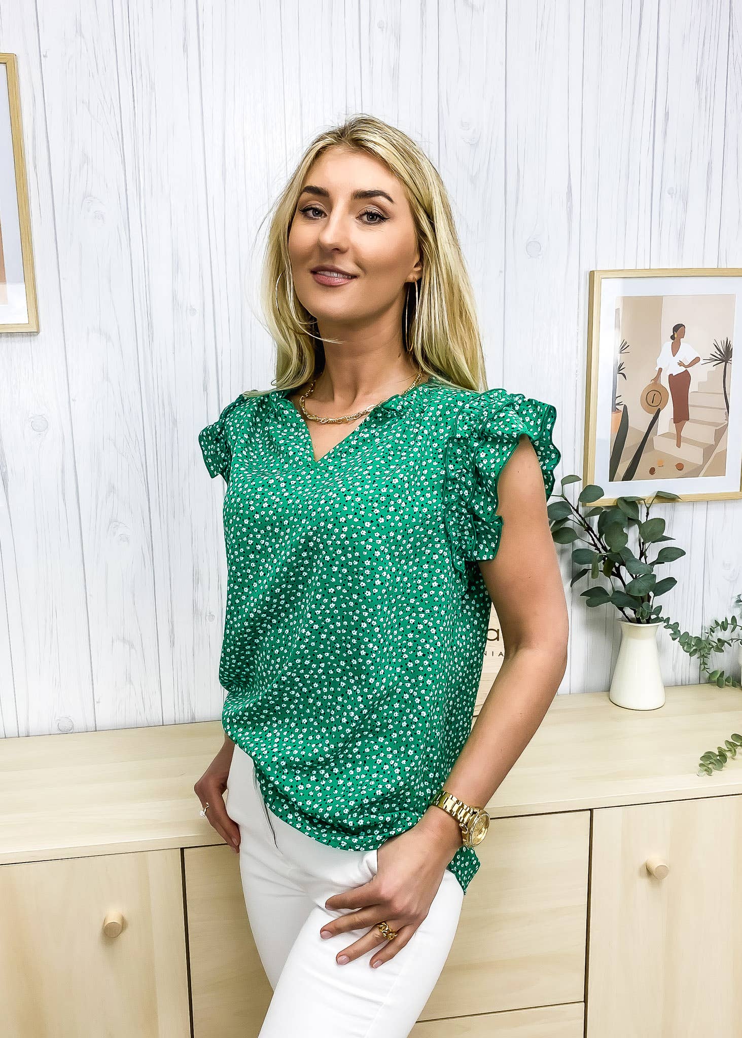 Anna Kaci Wholesale - Vente Chemisier – femme - Blouse fendue à encolure en V et manches volantées20