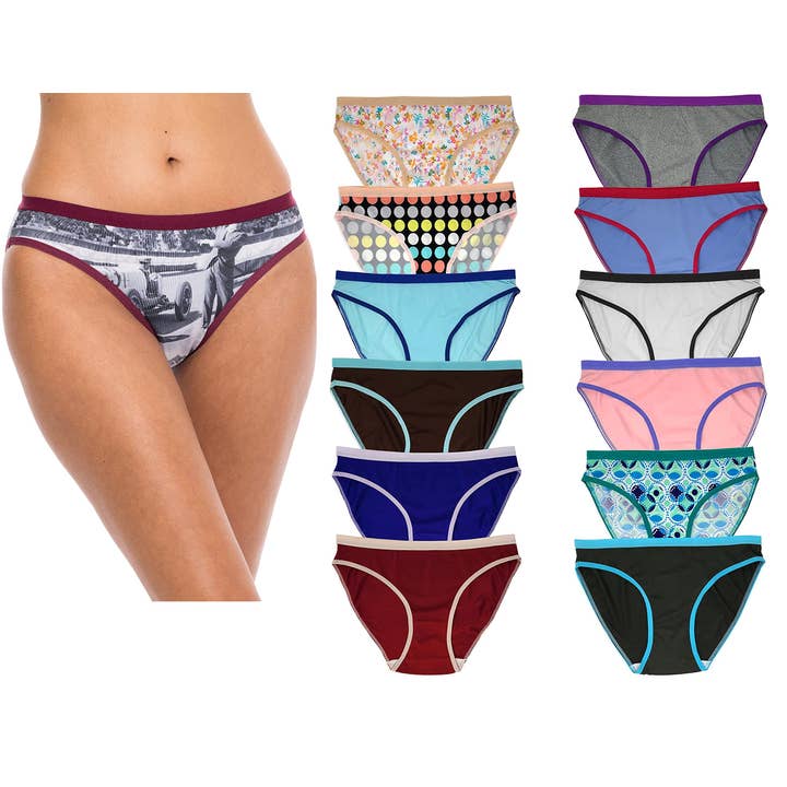 I-Wear Brands – Engroshandel Undertøj - Dame – 12 Pack Kvinders Micro Fiber Hi-Cut Ben Bikini Trusser