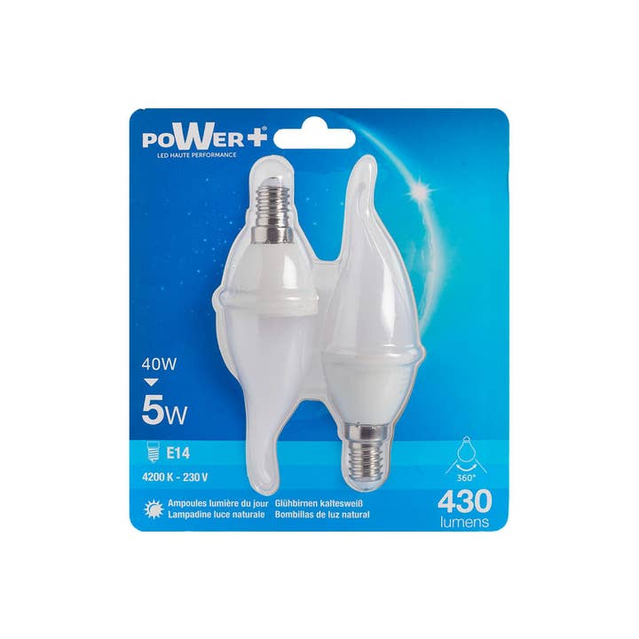 CP INTERNATIONAL - Wholesale Light Bulb/Puck - Set of 2 LED Bulbs E14 5W Flame Lic #3