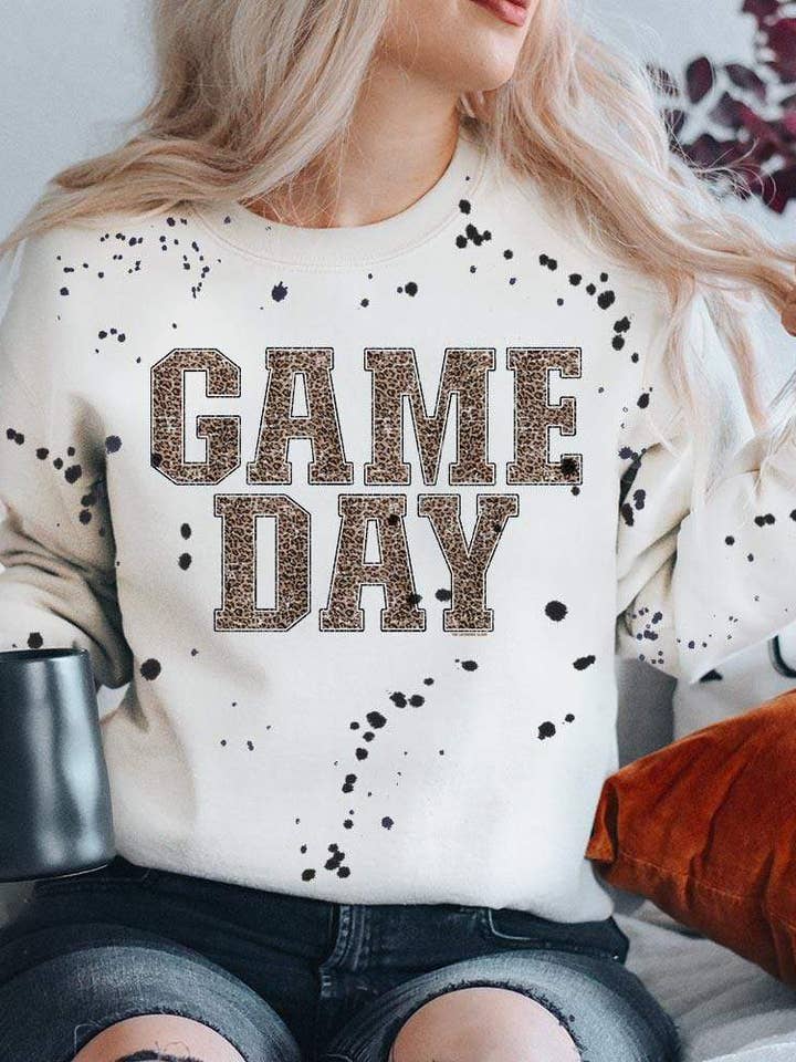 Gameday Leopard Print - Splatter Paint White for wholesale by THE LATTIMORE CLAIM