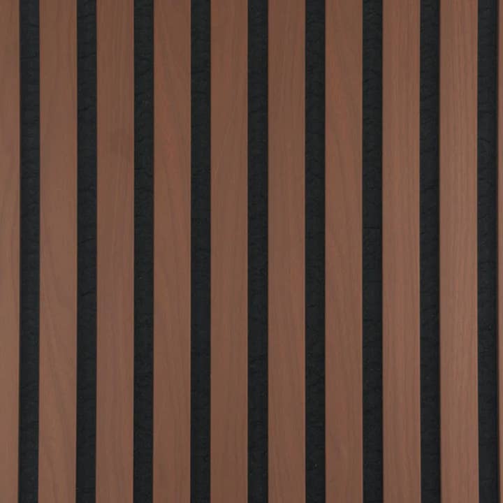 Italian Walnut Slatted Acoustic Panels | Rich Wood Finish for Modern Interiors for wholesale by Walloro Luxury Embossed Wallpaper