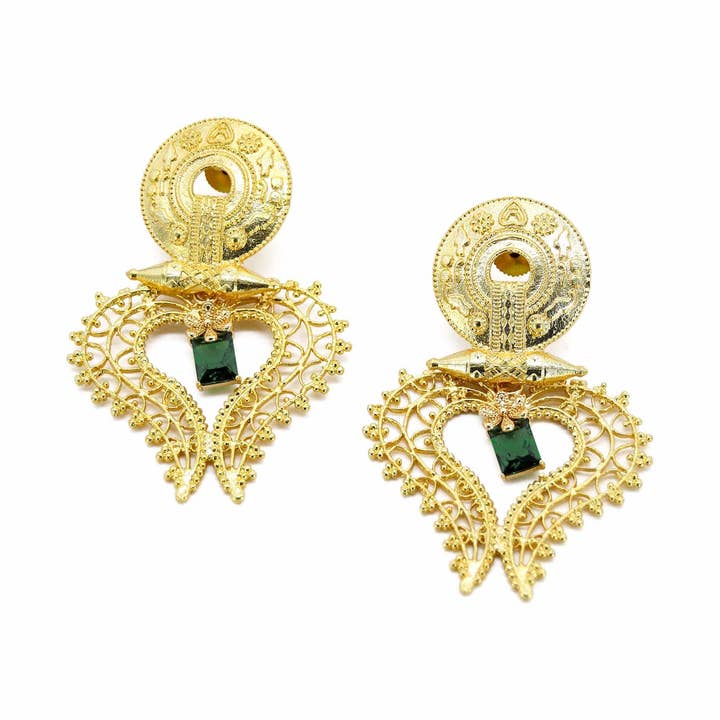 Brinco coração esmeralda por atacado de ADIBA